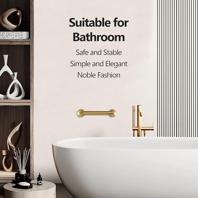 Shower Grab Bar, 2 Pack 16 Inch Gold Bathroom Safety Bar, 1.25" Diameter 304 - Image 3