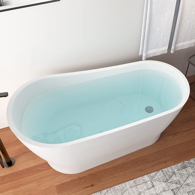 59" Acrylic Freestanding Bathtub, Elegant Skirted Free Standing Tub, Soaking Tub - Image 4