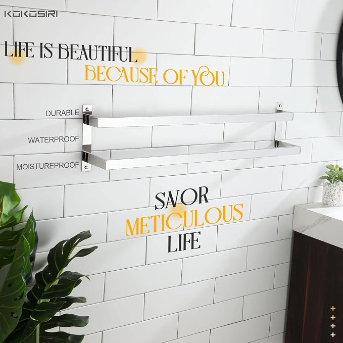 KOKOSIRI Towel Bars Bath Towel Holders 32 Inches Chrome Bathroom 2-Tiers Ladder - Image 6