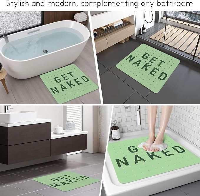 Bathtub Mat Non Slip, Get Naked Square Bath tub Mat Shower Floor Mat - Image 6