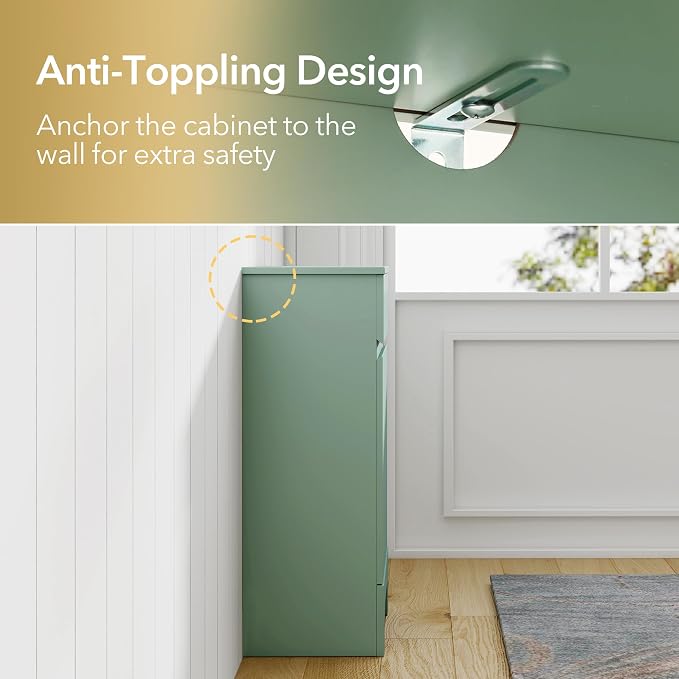 Small Bathroom Cabinet with Adjustable Shelves, Anti-Tip Design, 14.96" L x - Image 6