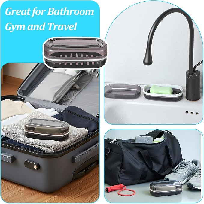 Shampoo Bar Holder Leak-Proof Travel Soap Case Black Soap Dish - Image 4