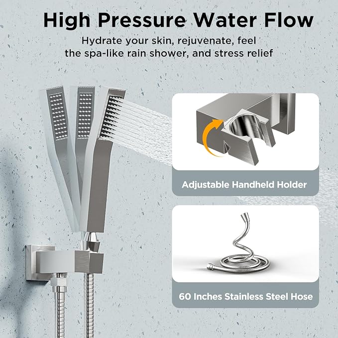 Shower Systems with 4 Body Spray Jets, STARBATH 4 Way 12+6" Rainfall Shower - Image 4
