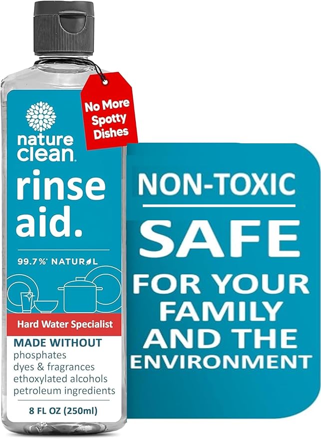 Nature Clean All Natural Dishwasher Rinse Aid Cleaner, Liquid Dishwasher Rinse by NatureClean