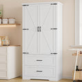 Pantry Organizers and Storage Cabinet, 71” Barn Door White Kitchen Cabinet by BORNOON