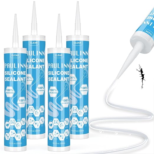 PAULINN Silicone Sealant, 100% Silicone Caulk Clear Waterproof by PAULINN