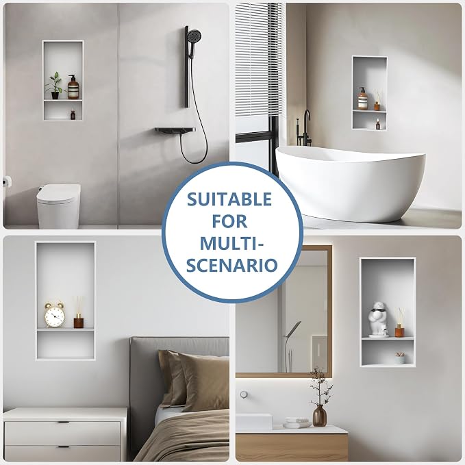 Homevacious 13" X 25" Stainless Steel Shower Niche No Tile Needed Double - Image 7