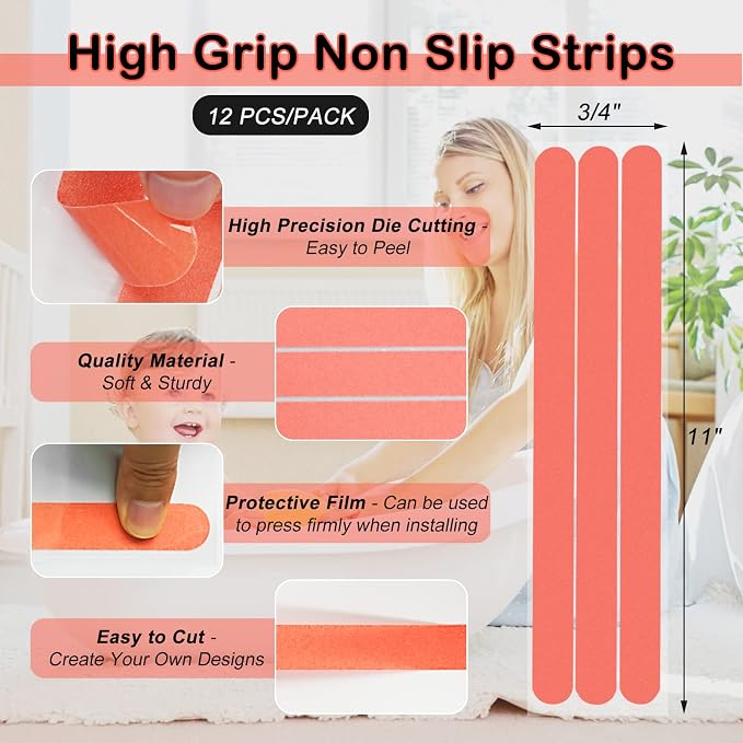 S&X Non Slip Bath Stickers, Gritty Textured Slip-Resistant Treads, 0.75-Inch by - Image 4