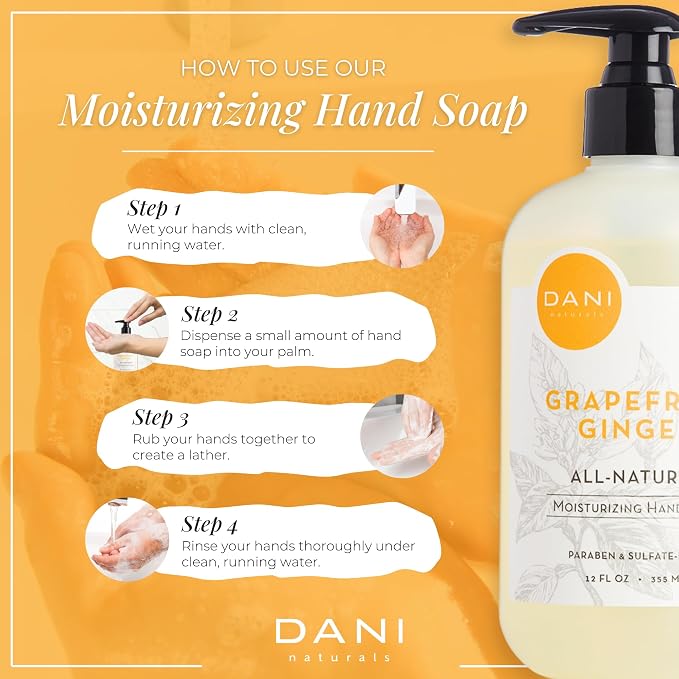 DANI Naturals Moisturizing Hand Soap – Grapefruit Ginger Scent, Sulfate-Free & - Image 5