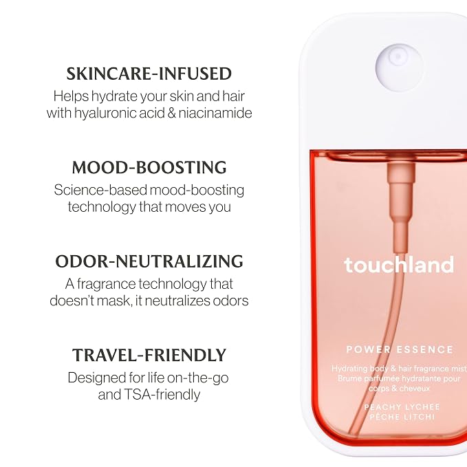 Touchland Hydrating Body & Hair Fragrance Mist, Peachy Lychee, 2 FL. OZ. Travel - Image 5