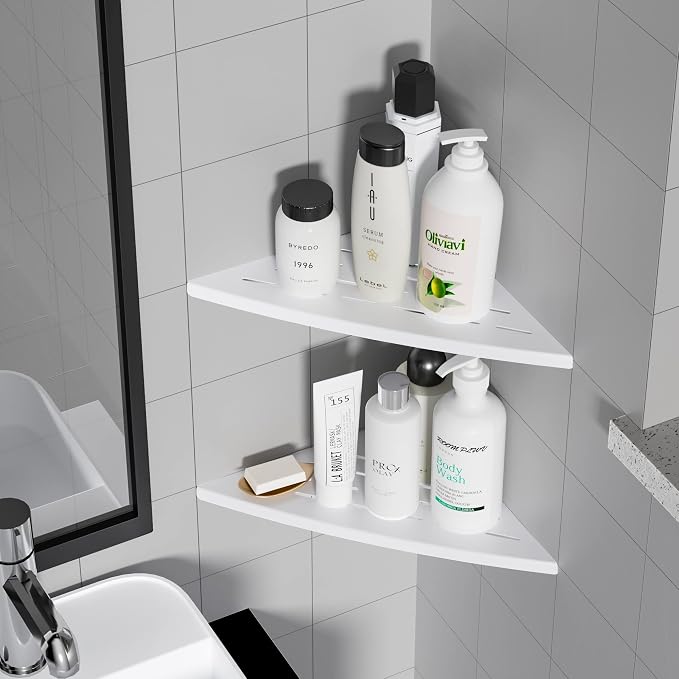 Corner Shower Shelf Matte White, 304 Stainless Steel 11.5” Recessed Corner - Image 3