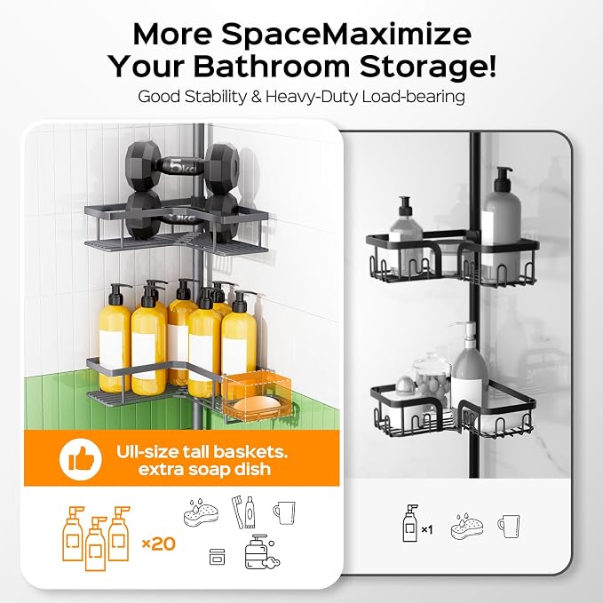 HAMITOR Corner Bathroom Shower Caddy: 4-Tier Rustproof Shampoo Organizer Shelf - Image 5