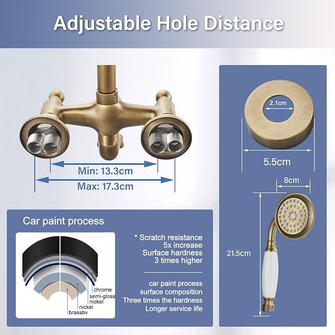 Antique Brass Shower System Bathroom Shower Faucet Set - Image 7