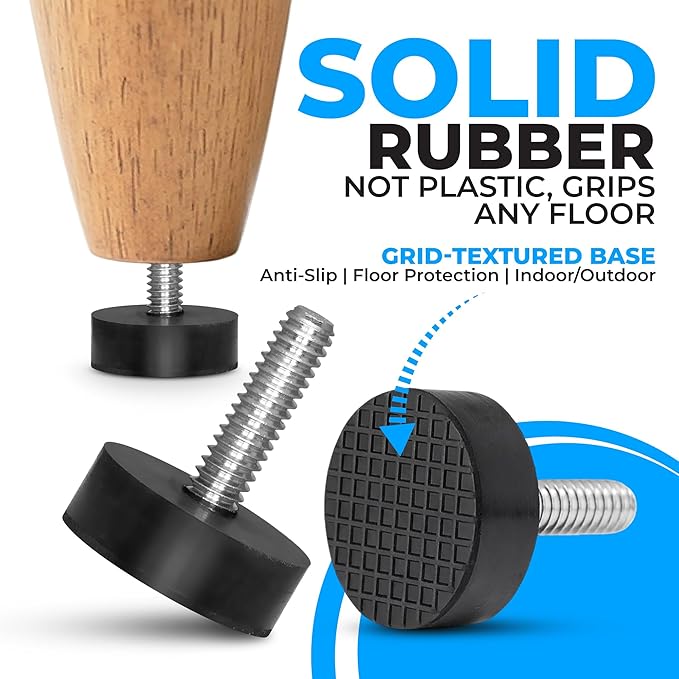 12 Pack All-Rubber 1/4"-20 UNC Leveling Feet - Image 4