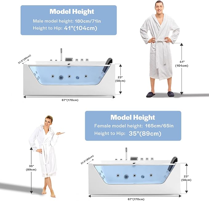 Empava 67” Whirlpool Bathtub - Image 5