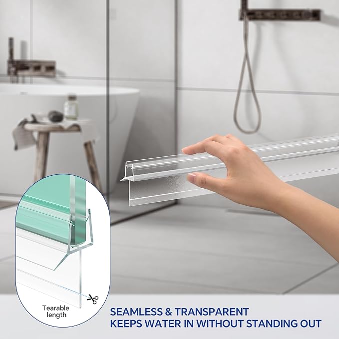 2-Pack Frameless Shower Door Bottom Seal Clear Glass Seal Strip Shower Door - Image 2