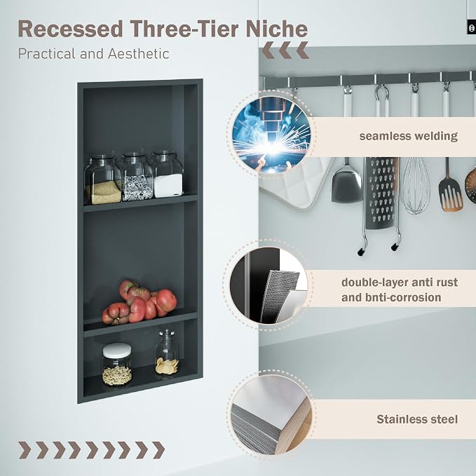 Stainless Steel Niche for Shower Wall，Shower Niche Insert Tile Ready ，Organizer - Image 5
