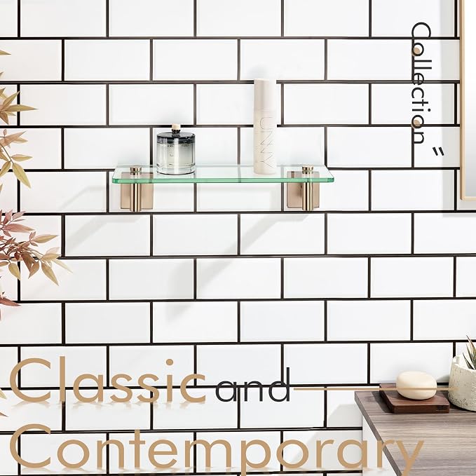 KOKOSIRI Wall Shelves Bathroom Hardware Glass Floating Shelf 12-Inch - Image 11
