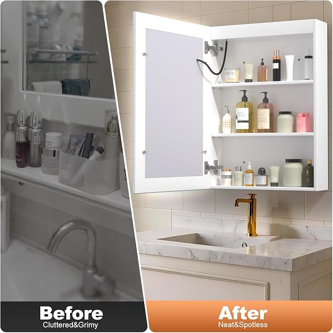 Bathroom Medicine Cabinet with Mirror, Wall Mounted or Recessed Medicine - Image 3