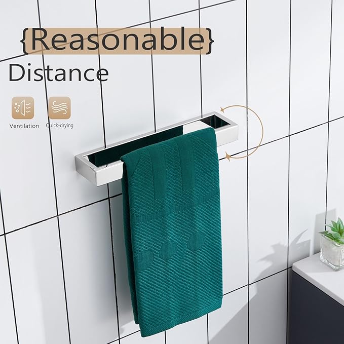 KOKOSIRI Towel Holder Chrome Hand Towel Bar Rack 12-Inch Kitchen Holder - Image 4
