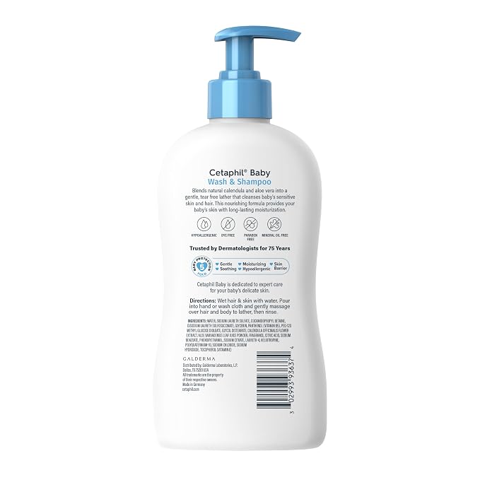 Cetaphil Baby Wash & Shampoo, 13.5oz Pack of 2, Hypoallergenic, Gentle Enough - Image 9