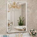 LOAAO 20x30 Inch White Metal Framed Bathroom Mirror by LOAAO