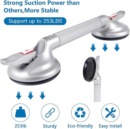 15inch Upgrade Suction Shower Grab Bar, Portable Shower Handle Bar Suction Grip - Image 2