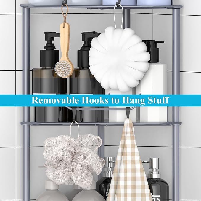 5 Tier Floor Standing Corner Shower Caddy Organizer Shelf - Image 6