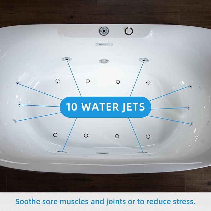WOODBRIDGE 72" x 35-3/8" Whirlpool Water Jetted and Air Bubble Freestanding - Image 15