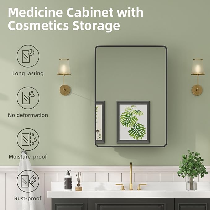20×28 Black Medicine Cabinet - Image 4