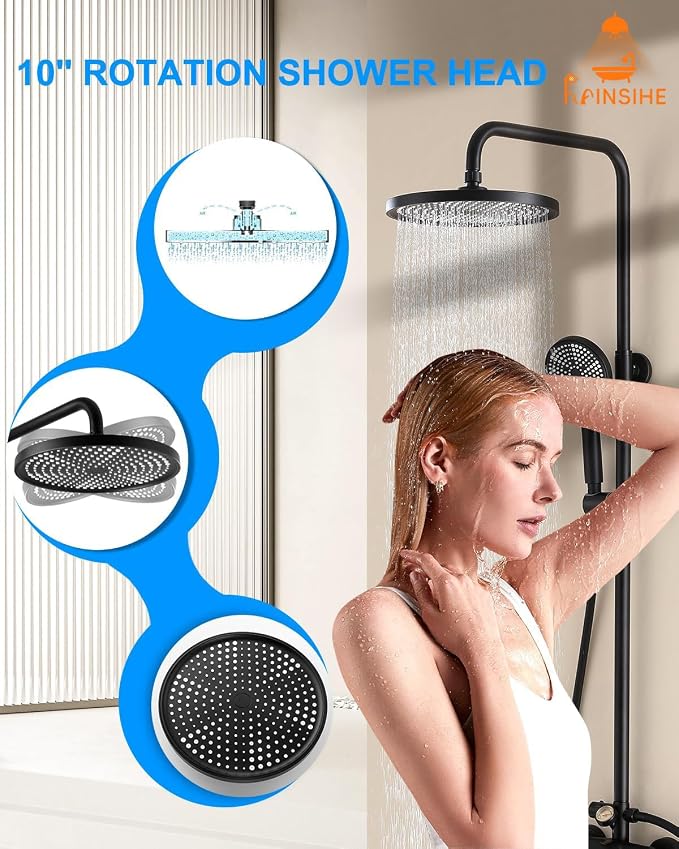 Outdoor Shower Fixture, Dial Thermometer Brass Valve, Wall Mount Outside Shower - Image 2