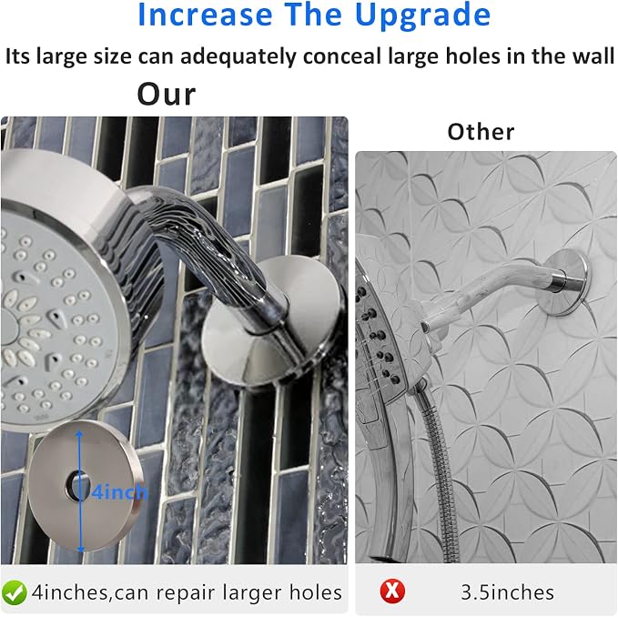 4 Inch Shower Arm Flange Oversized Plumbing Cover Plates, Universal Extra Large - Image 3