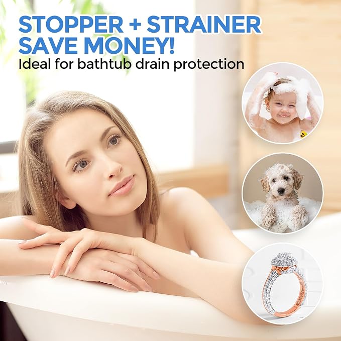 zaa Bathtub Drain Stopper, Upgraded 2in1 Tub Stopper Bathtub Drain Cover and - Image 7