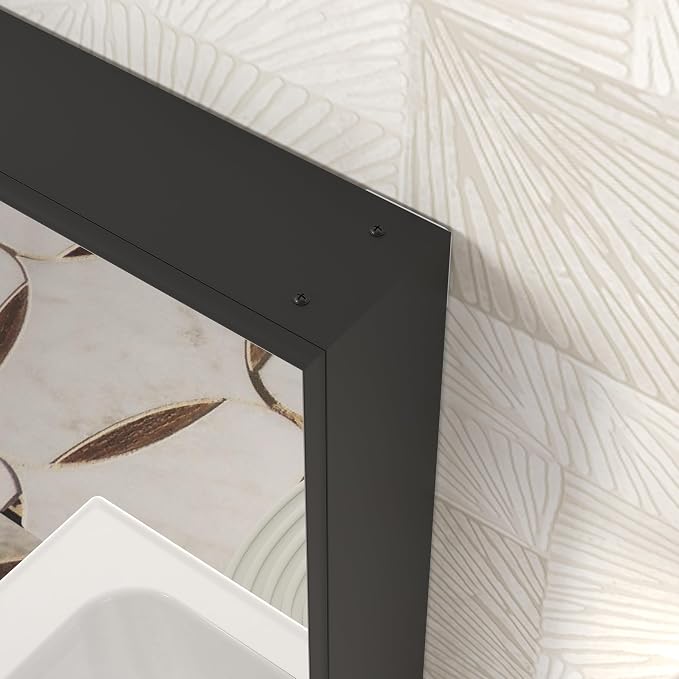 ANYHI 24"x16" Black Bathroom Mirror Medicine Cabinet, Single Door Bathroom Wall - Image 8