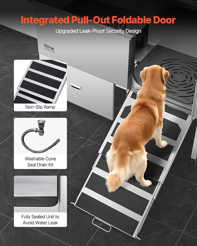 VEVOR Professional 304 Stainless Steel Dog Bathing Station, 61 inch Pet - Image 3