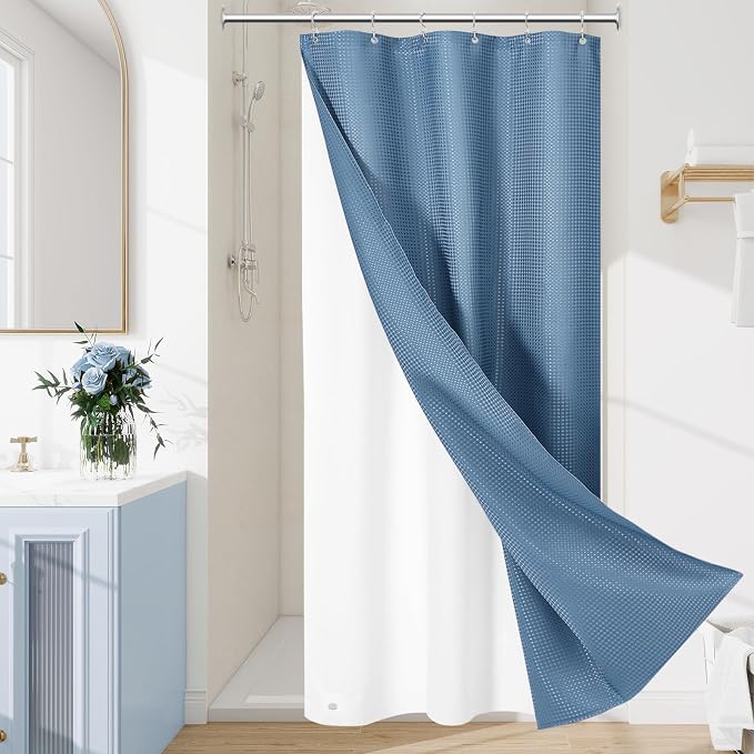 3 in 1 Stall Half Size Moonlight Blue Shower Curtain Set-36 W x 72 H, Modern by Unknown