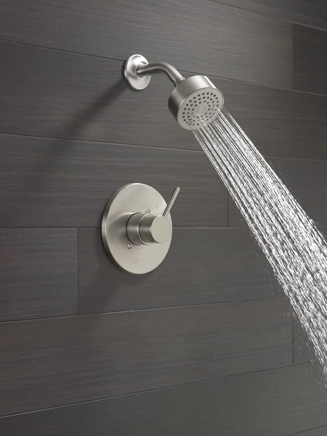 Delta Modern 14 Series Shower Faucet Set, Brushed Nickel Shower Head and Handle - Image 2