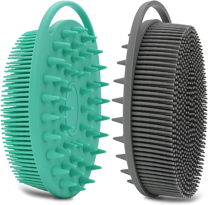 2 Pack Silicone Body Scrubber, Loofah Double-Sided Body Brush, Shower Scrubber by HAYSNA