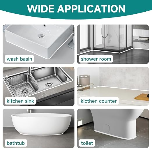 White Silicone Caulk for Bathroom & Kitchen, Waterproof Silicone Sealant for - Image 7