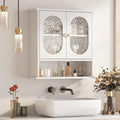 Medicine Cabinet for Bathroom, 2 Acrylic Doors White Oval Bathroom Wall Cabinet by Mepplzian