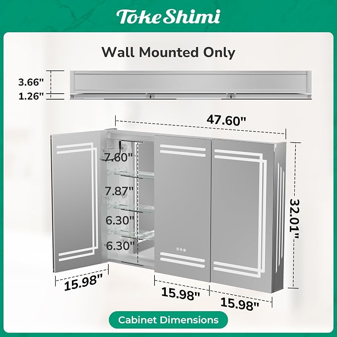 TokeShimi 48 x 32 Lighted Bathroom Medicine Cabinet - Image 2