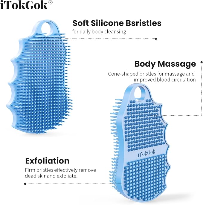 Silicone Body Scrubber Silver-Infused Dual-Sided 3-in-1 - Image 6