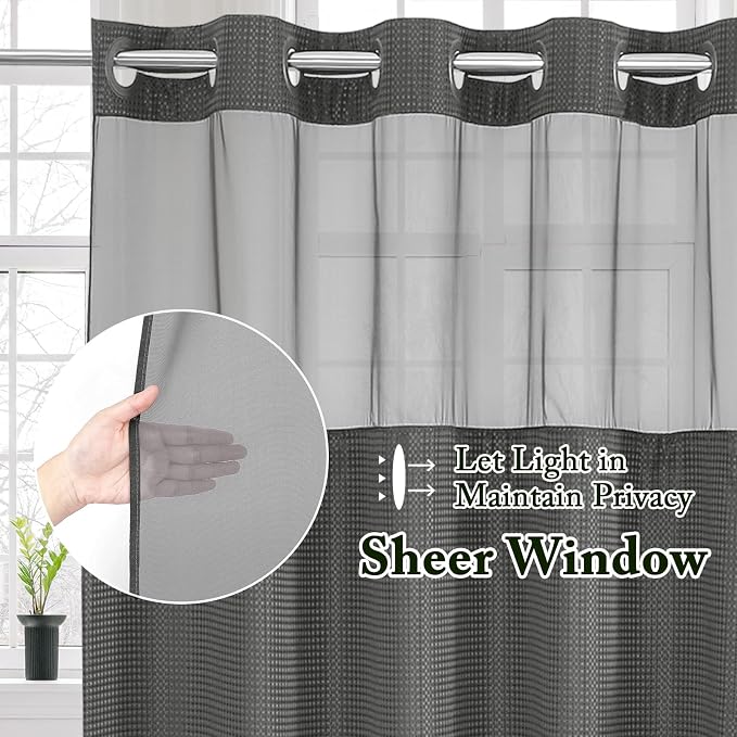 Gibelle Long Shower Curtain 72x80, Waffle Weave Bathroom Shower Curtain - Image 2