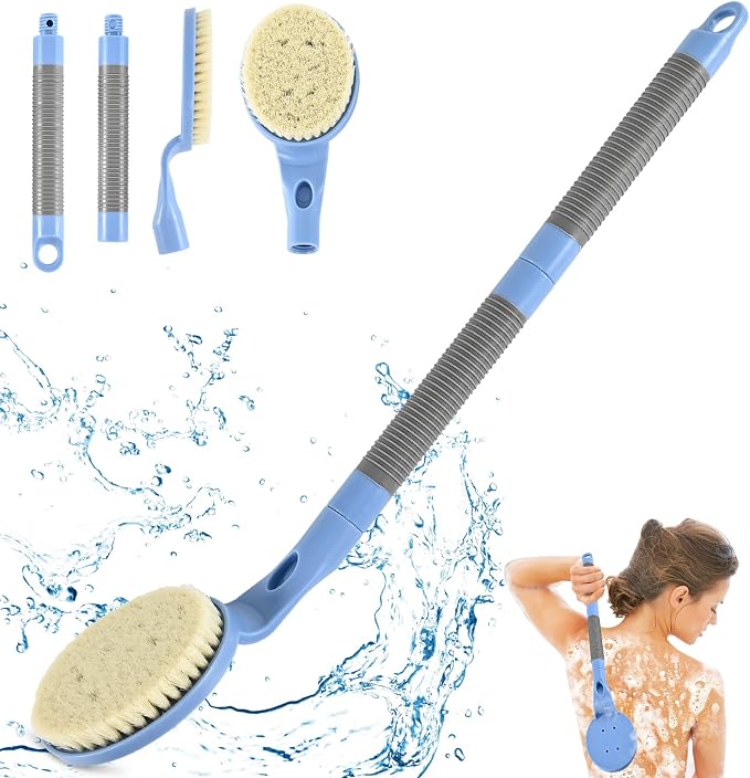 Back Scrubber Anti Slip for Shower, 21.7” Detachable Back Bath Brush for Shower by BTideas