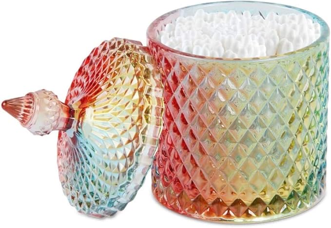 Colorful Home Decorative Jar Qtips Holder Dispenser Glass Storage Container - Image 2