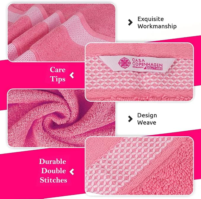 CASA COPENHAGEN Solitaire Mix 6 Pieces Towel Set- Grey Violet + Pink, 600 GSM - Image 4