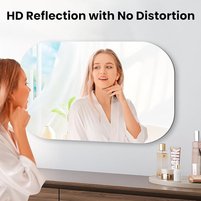 VASUHOME Frameless Bathroom Mirror, 20 x 32 Inch Wall Vanity Mirror, Large Wall - Image 2