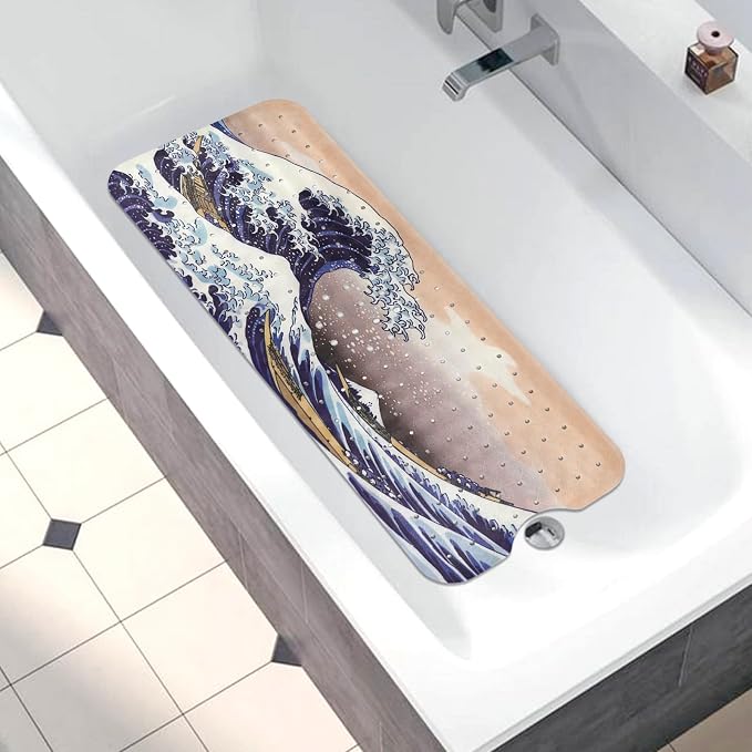 Bathtub Mat Non Slip, Japanese Wave Extra Long Bath tub Mat Shower Floor Mat - Image 5