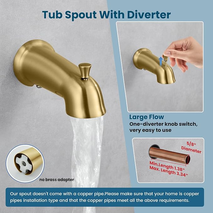 gotonovo Bathroom Shower Head Kit High Pressure Combo System Shower Faucet 6 - Image 5