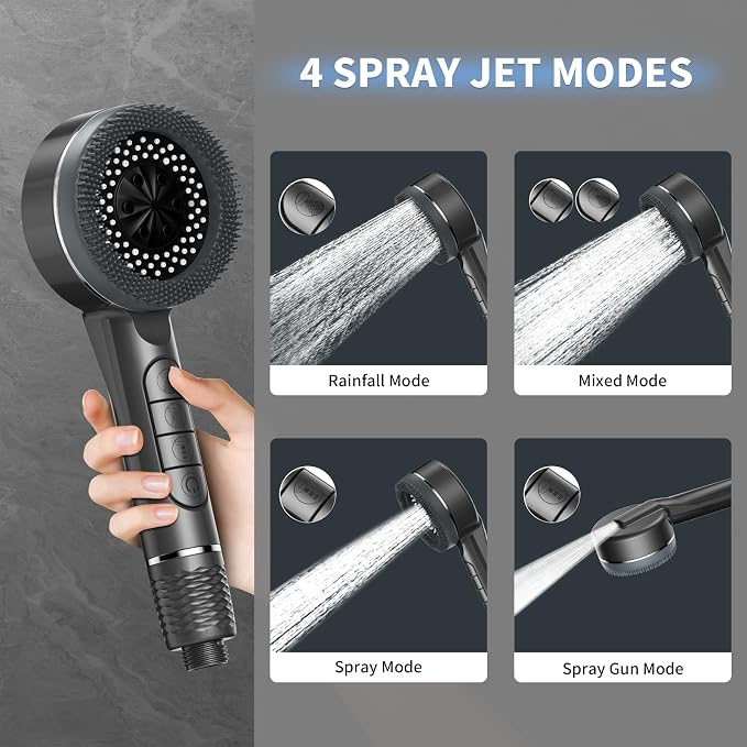 Filtered Shower Head with Handheld, Hard Water Filtered Showerhead with ON/OFF - Image 4